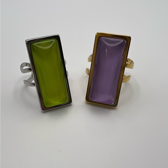Elegant Rectangular Statement Rings - Classic Minimalist Ring - Picture 3 of 14